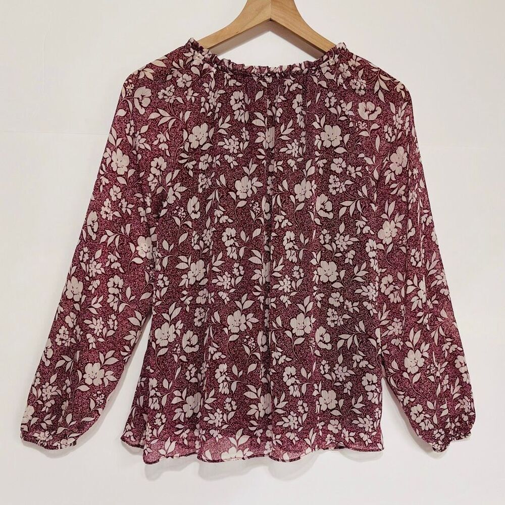 LC Lauren Conrad Maroon Floral Boho Top   Size S - Picture 2 of 5